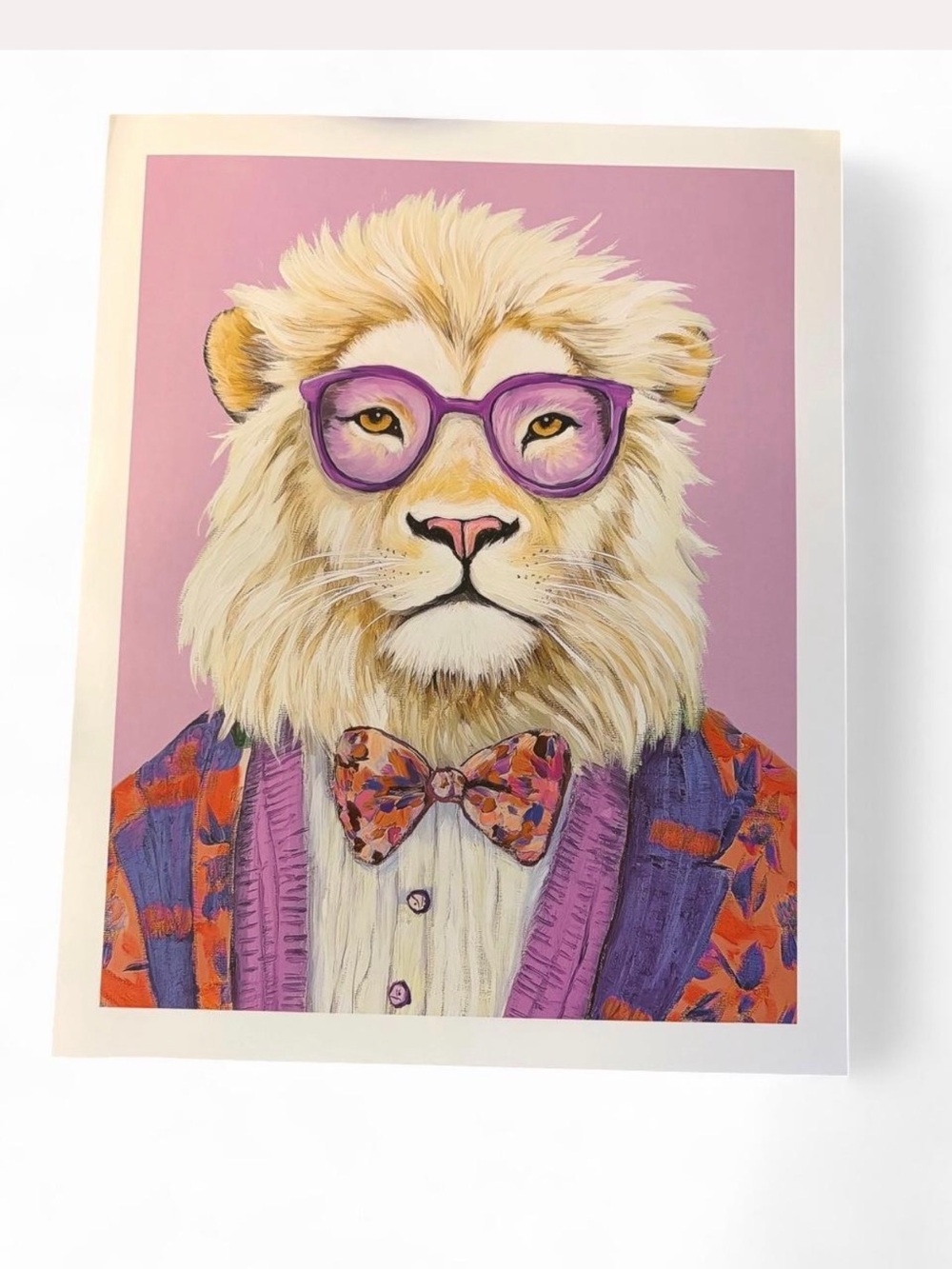 Contemporary Lion Art Print in Purple and Pink